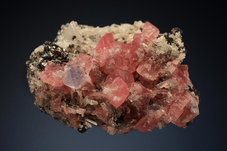 RHODOCHROSITE with APATITE and FLUORITE